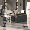 bümö Space Sideboard weiss mit Schiebetüren, Aktenschrank Holz 160 cm breit - Büro Schrank mit Schiebetür, Büroschrank schmal für die Dachschräge - Kommode für Ordner, SPCSS1OH-84 Bild 5