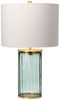 Elstead Reno Tischlampe Glas grün Schirm creme 60cm Bild 2