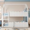 Weißes Haus Hochbett 90x200 Mit Spielbereich Und Klapptür Massivholz Metall 120kg Tragkraft Kinderzimmer Sicherheitsbett Bild 2