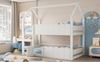 Weißes Haus Hochbett 90x200 Mit Spielbereich Und Klapptür Massivholz Metall 120kg Tragkraft Kinderzimmer Sicherheitsbett Bild 4