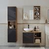Roomart LOTUS-I-75 Badmöbel Set– 4-teiliges Badezimmermöbel Set - Waschbeckenunterschrank mit Keramikwaschbecken, Spiegelschrank & Hochschrank - H 45 x B 45 x T 75 cm • Anthrazit-Eiche Bild 2