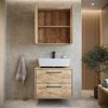Waschbeckenunterschrank Set Florence 60 x 35 cm – Kastanie Eiche – Badmöbel mit Spiegelschrank Bild 4