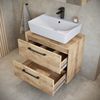 Waschbeckenunterschrank Set Florence 60 x 35 cm – Kastanie Eiche – Badmöbel mit Spiegelschrank Bild 3