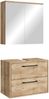 Waschbeckenunterschrank Set Florence 60 x 35 cm – Kastanie Eiche – Badmöbel mit Spiegelschrank Bild 1