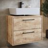 Waschbeckenunterschrank Set Florence 60 x 35 cm – Kastanie Eiche – Badmöbel mit Spiegelschrank Bild 2