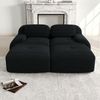 Flieks Modulares Cord Sofa 2-Sitzer mit 2x Hocker, Cloud Sofa rahmenlos, bodennah mit tiefer Sitzfläche, auch als Schlafsofa nutzbar, Schwarz Bild 2