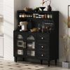 Hochschrank B 120 x T 40 x H 138,5 cm aus MDF in Schwarz mit 3 Schubladen, Fluted-Glas und Steckdose Bild 4
