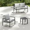 Outsunny Sitzgruppe mit 2er Sofa, Sessel, Sitzkissen, Beistelltisch, (Sitzgruppe, 5-tlg, Balkonmöbel-Set), für Garten Terrasse Balkon Hellgrau Bild 3