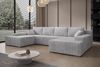 Ecksofa Milo, Sofa mit Schlaffunktion und Bettkasten, Couch U-Form, Cord-Stoff, 348 x 85 x 185 cm, Hellgrau Bild 5