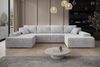 Ecksofa Milo, Sofa mit Schlaffunktion und Bettkasten, Couch U-Form, Cord-Stoff, 348 x 85 x 185 cm, Hellgrau Bild 3