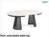 MEBLINI Esstisch Rund Ausziehbar aus Metall - 120-196x76 cm - CONEY - Weiß Marmor/Schwarz Matt - Loft - Esszimmertisch Modern - Küchentisch - Ausziehtisch - Round Dining Table Bild 2