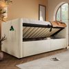 Hydraulisches Schlafsofa mit USB & Type-C Ladefunktion, Samt Tagesbett 90x200 cm, Stauraumbett mit Stofftaschen,Beige Bild 3