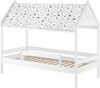 Weißes Himmelbett Kinderbett Hausbett 90x200 Massivholz Einzelbett V-60. 58-09W Rollrost und Matratzen inkl. Bild 2