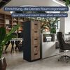 Hängeregisterschrank abschließbar SARA - 5 Schubladen mit Schloss | Aktenschrank Büroschrank aus Stahl Metallschrank, 163x46x62cm Anthrazit-Nussbaum Bild 3