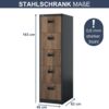 Hängeregisterschrank abschließbar SARA - 5 Schubladen mit Schloss | Aktenschrank Büroschrank aus Stahl Metallschrank, 163x46x62cm Anthrazit-Nussbaum Bild 2