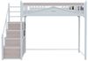 MC Star Hochbett Metall-Hochbett 90x200 cm, Metall-Sicherheitszaun mit Metallkugel (Fensterdesign, Kletterleiter von links nach rechts austauschbar, Sicherheitsleiter mit Spinden) Bild 4