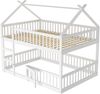 Etagenbett Liegefläche 140x200 cm mit Treppe, hohem Rausfallschutz und Tür, Weiß Bild 4