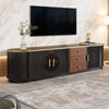 Luxusstil TV-Schrank, Lowboard, Braunes Glas, MDF-Korpus, Aluminiumgriffe, abgerundete Kanten, vertikale Rillenoptik Bild 4