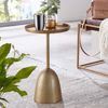Beistelltisch Gold 33 x 33 x 53 cm Anstelltisch Aluminium, Kleiner Sofatisch Metall Rund, Wohnzimmertisch Couch Modern, Couchtisch Hoch Bild 2