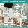 Novelux Hochbett Kinder 90x200 cm Hausbett mit Treppe und Rundumschutz - Kiefer/MDF Weiß/Schwarz, mit Fensterdesign, Lattenrost, FSC-Holz, ohne Matratze Bild 3