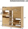Edler holzfarbener Schuhschrank mit 4 Klapptüren, 2 Schubladen, 3 offenen Fächern - perfekt für moderne Flure und Eingangsbereiche, Maße 110 x 26 x 100 cm Bild 3
