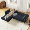 Ecksofa mit Relaxfunktion, L-Form, Schlafsofa mit Verstellbarer Rückenlehne, Polstersofa, Loungesofa, Samtbezug Bild 4