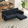 Ecksofa mit Relaxfunktion, L-Form, Schlafsofa mit Verstellbarer Rückenlehne, Polstersofa, Loungesofa, Samtbezug Bild 3
