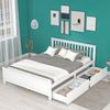 Doppelbett 140x200 cm mit Schubladen – Bettgestell aus Kiefernholz in Weiß Bild 2