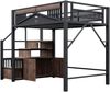 Merax Metall-Hochbett Kinderbett 140 x 200 cm, Doppelbett Einzigartiges Sicherheitsgehäuse mit Fenster, Sicherheitsleiter mit Spind, Schwarz Bild 5
