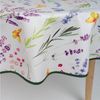 laro Tischdecke 140cm runde Wachstuchtischdecke Saum-Eingefasst Blumenflügel Bunt Weiß Bild 4