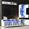 Merax TV Wohnwand Set 3-teilig LED Beleuchtung Hochglanz Wohnzimmer Möbel Set Frontale Wohnwand 1 x TV Schrank, 1 x Wohnzimmer Vitrine, 1 x Hängeregal, TV bis 80' Weiß Bild 3