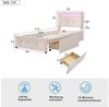 Flieks Polsterbett, LED Beleuchtung Einzelbett 2 Schubladen Leinen 90*200cm Bild 4