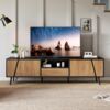 Merax 180cm Lowboard, TV-Schrank mit Schubladen und 2 Schränken, Moderne minimalistische TV-Konsole mit 6 Stützbeinen aus Massivholz Bild 3