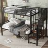 Etagenbett 257 x 124 x 160 cm in Schwarz – mit Ecktreppe, Stauraum und Liegeflächen 90x200 cm / 120x200 cm Bild 2
