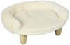 Sofa für Haustiere 47x40x20 cm in Cremeweiß, mit weichem Plüschbezug und Holzbeinen Bild 3