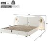 Polsterbett 180×200 cm mit hydraulischem Bettkasten, USB und Leselampen, Bouclé Weiß, ohne Matratze Bild 5