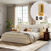 Polsterbett 180×200 cm mit hydraulischem Bettkasten, USB und Leselampen, Bouclé Weiß, ohne Matratze Bild 3