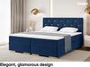 MEBLINI Boxspringbett mit Bettkasten - 200x200 - H4/Blau Samt - Versal - Gepolstert Doppelbett mit Matratze und Topper - Polsterbett mit Stauraum - Bett mit Kopfteil - Stauraumbett Bild 3