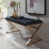 Sitzbank Samt Schwarz 90 x 46 x 44 cm Flur Polsterbank mit Metallgestell | Bettbank Schlafzimmer Chesterfield Design | Flurbank Garderobenbank Modern Bild 1