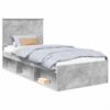 vidaXL Bettrahmen mit Kopfteil Beton 90 x 200 cm Massives Kiefernholz 3409411 Bild 2
