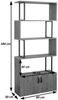 Bücherregal HWC-A27, Regal Standregal Raumteiler Wohnregal, Staufach mit Tür 183x80cm 3D-Struktur ~ dunkelbraun Bild 3
