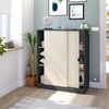 Schuhschrank >GARONA< 6 Fächer, Anthrazitgrau / Eiche Dekor - 100x119x40 (BxHxT) Bild 3