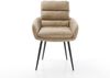 Esszimmerstuhl Abelia-Flex mit Armlehnen Mikrofaser Beige Vintage 4-Fuß konisch Schwarz Bild 2