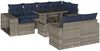 vidaXL 11-teiliges Gartensofa-Set mit Kissen, grau, Polyrattan 3274584 Bild 2