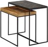Beistelltisch 2er Set Mango Massivholz Steinoptik Industrial Design Rechteckig Bild 2