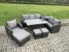 Fimous 8 Teil Rattan Gartenmöbel-Set mit Terrassen Sofa Rechteckiger Esstisch Beistelltisch 3 Kleine Hockern Terrassen Set Bild 2