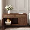 Katzentoilettenschrank mit Sandfangmatte, Katzenschrank für Katzenklo, Haustierschrank mit Rattanschubladen, Haustier-Sideboard/TV-Schrank, Ohne Katzenklo, Nussbaumfarben, 120x50x65 cm Bild 4