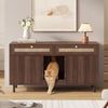 Katzentoilettenschrank mit Sandfangmatte, Katzenschrank für Katzenklo, Haustierschrank mit Rattanschubladen, Haustier-Sideboard/TV-Schrank, Ohne Katzenklo, Nussbaumfarben, 120x50x65 cm Bild 2