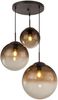 LED Pendelleuchte 3-flammig mit Glaskugeln aus Amberglas, Ø 51cm Bild 2