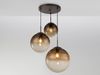 LED Pendelleuchte 3-flammig mit Glaskugeln aus Amberglas, Ø 51cm Bild 3